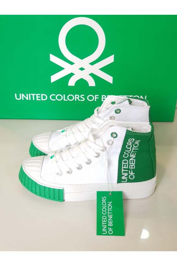 Benetton Bayan Spor Ayakkabı Beyaz-Yeşil BNT-30632