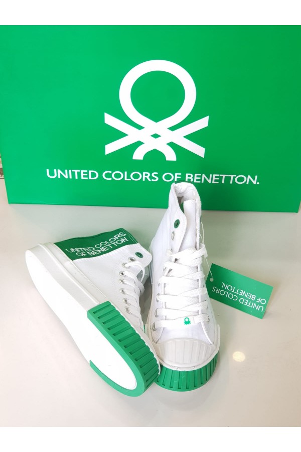 Benetton Bayan Spor Ayakkabı Beyaz-Yeşil BNT-30632