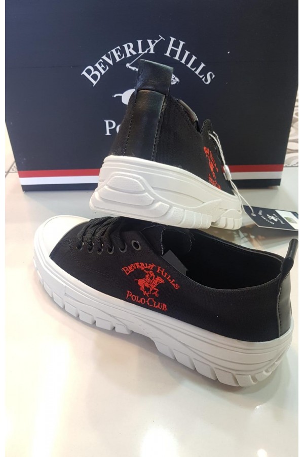 Beverly Hills Polo Club Bayan Sneakers Ayakkabı Siyah-Beyaz POL-10097