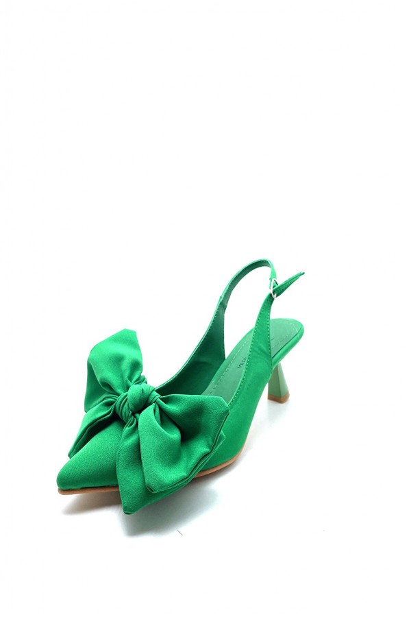 Kadın Kısa  Topuklu Fiyonk Sandalet Yeşil VYS-8035